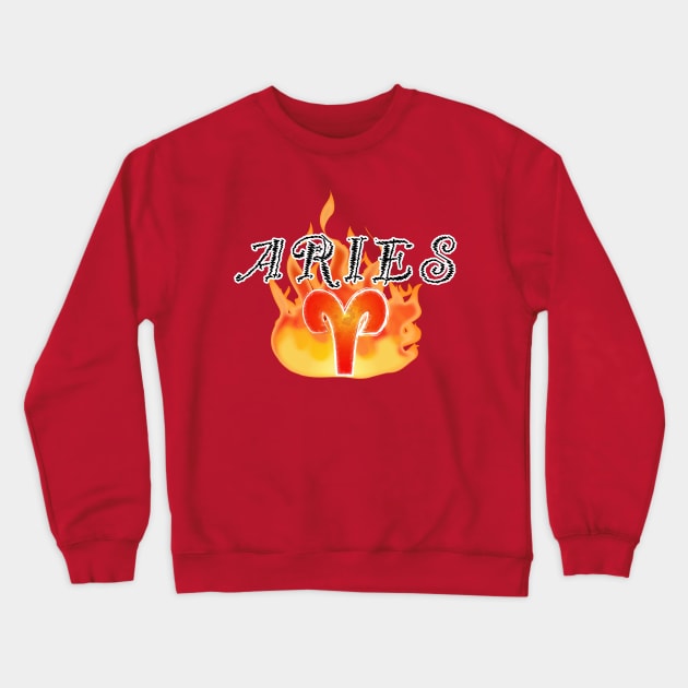 Aries: Zodiac Fire Sign Crewneck Sweatshirt by PenguinCornerStore